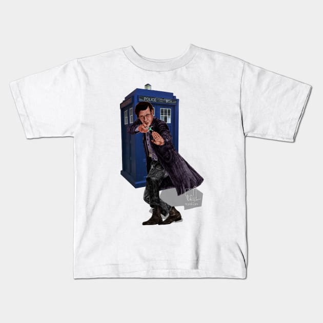 11th Doctor Kids T-Shirt by mjartscom